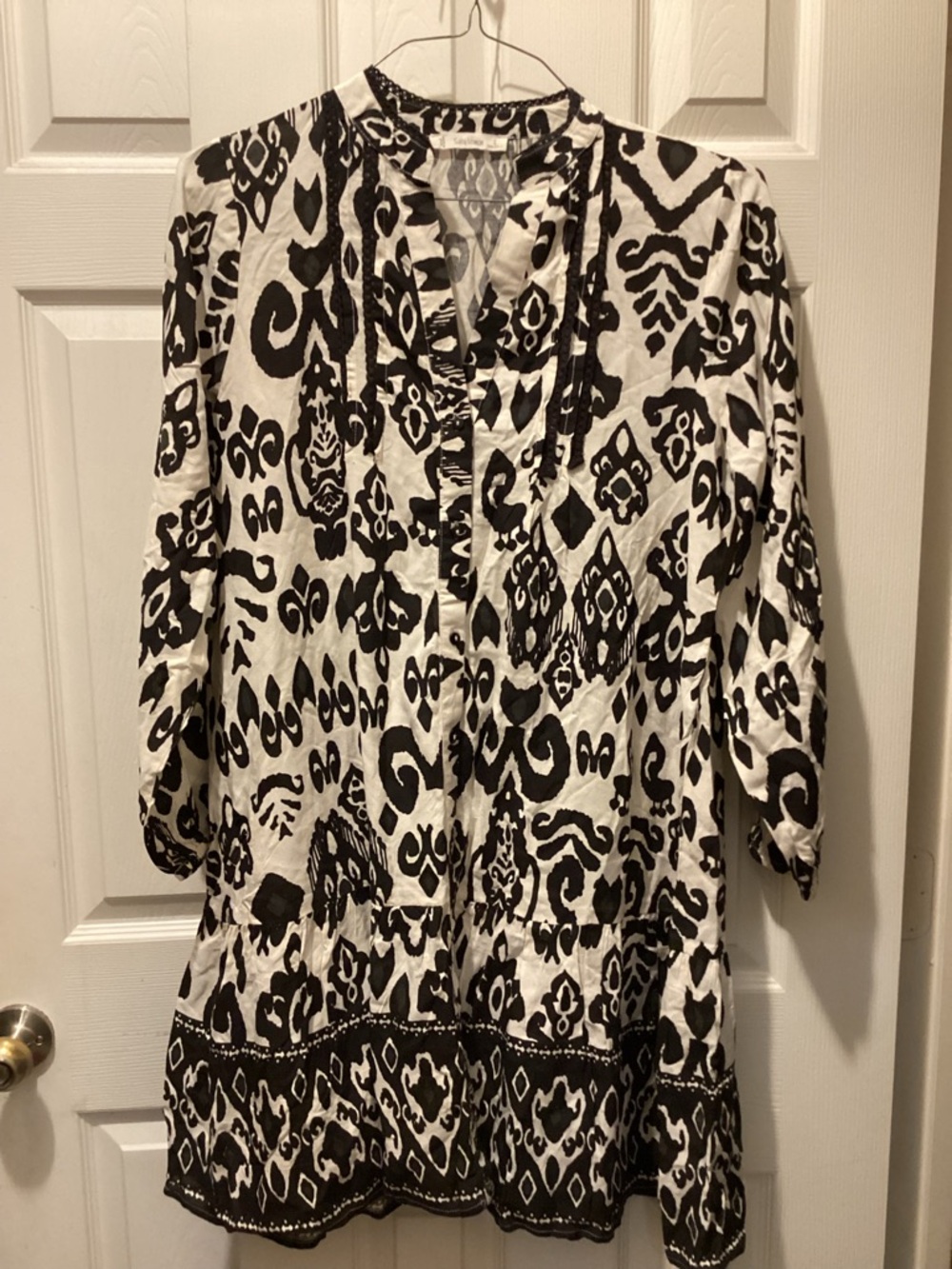 Salty Lemon Black & White Printed Tunic Dress